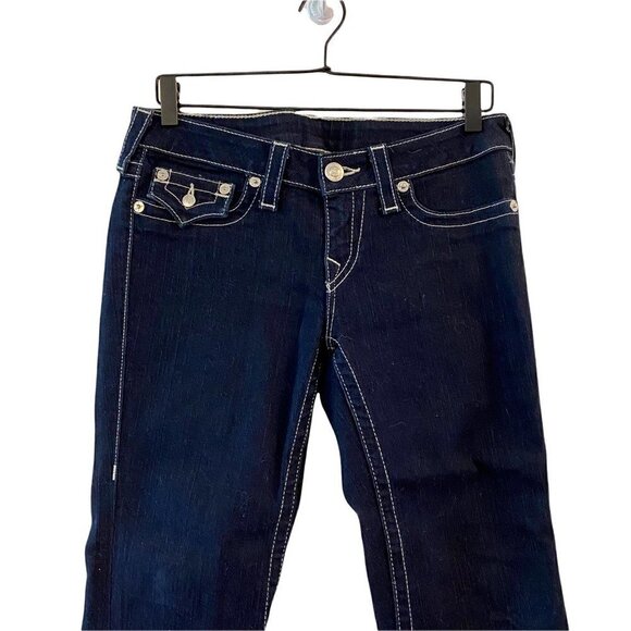 True Religion Womens Joey Boot Cut Jeans Blue Pocket Stretch Rhinestone Denim 29 - Picture 2 of 11